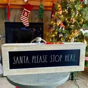 NEW Rae Dunn SANTA PLEASE STOP HERE - Rae Dunn - adorable wooden sign